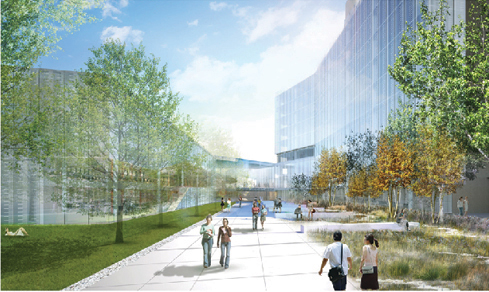 Looking east from Tower Avenue. Rendering property of Cornell.